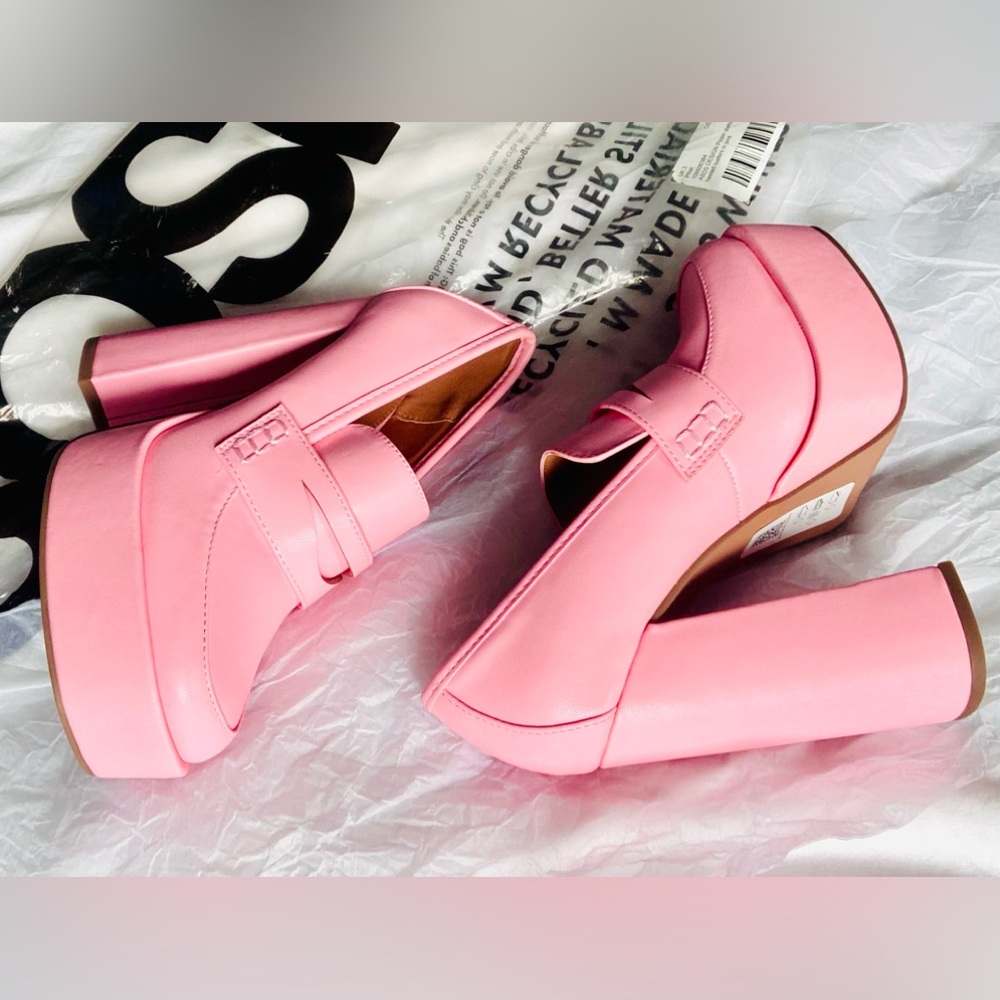 ASOS PIPPIN PLATFORM HEELED LOAFERS IN PINK UK3/US5 BNIB SOLD OUT EVERYWHERE!